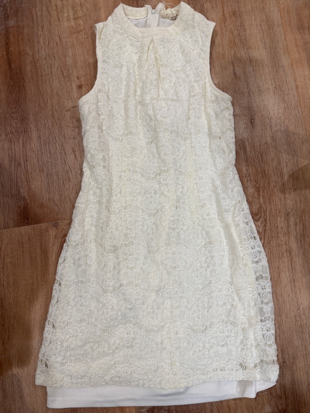 Sleeveless Cream Lace Mini Dress